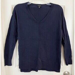 TALBOTS - Navy Blue Long Sleeve V-Neck Soft Smooth Knit Sweater size X-Small